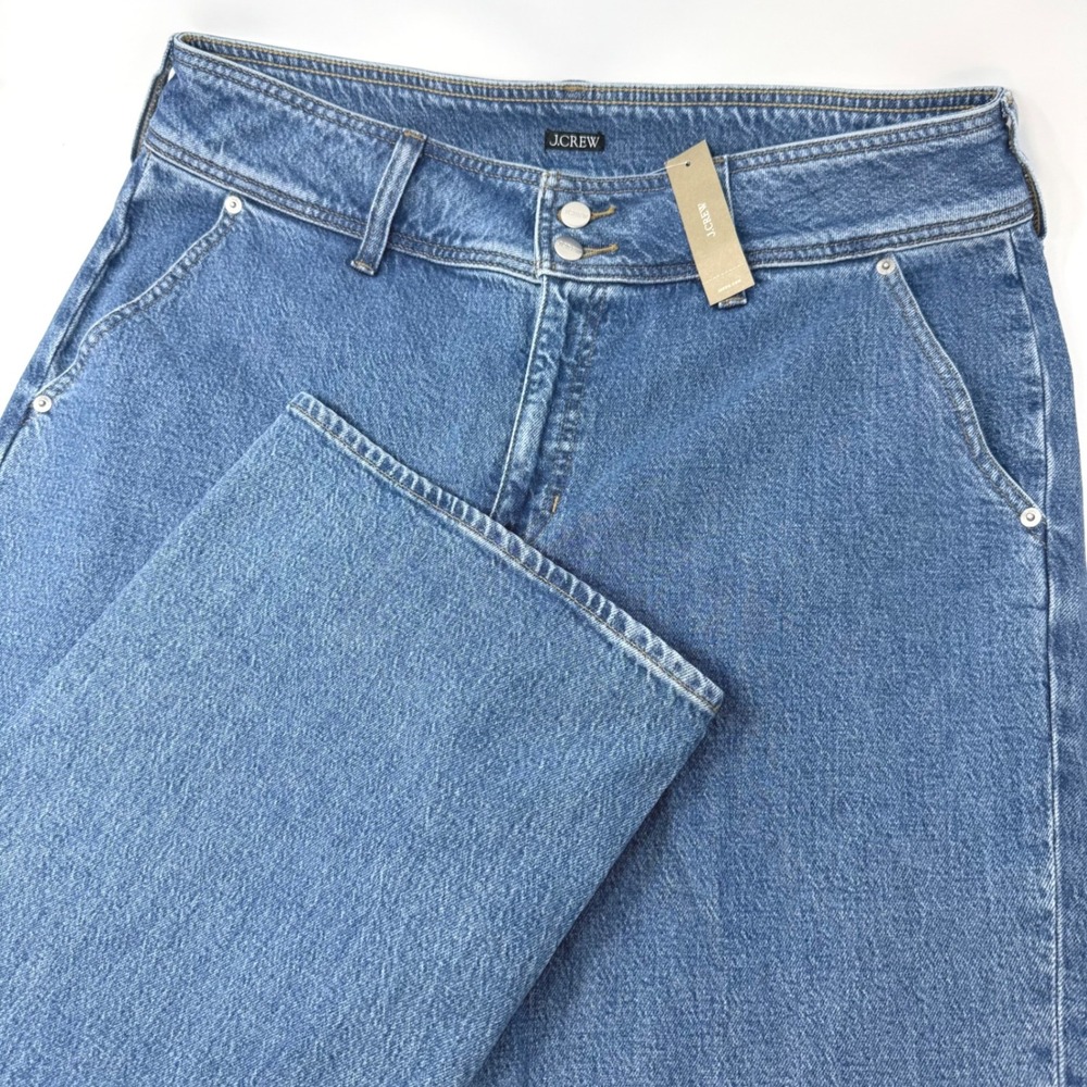 J.Crew Womens Size 33 Wide Leg Jeans Medium Wash Blue Re-imagined CH884 NEW